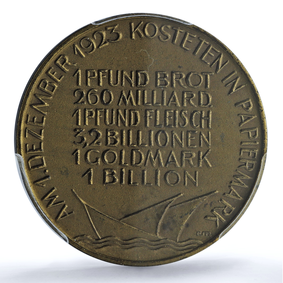Germany Weimar Inflation 1 December MS 64 PCGS bronze medal 1923 Germany Weimar Inflation 1 December MS 64 PCGS bronze medal 1923