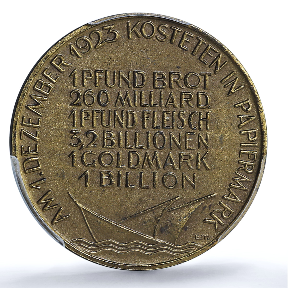 Germany Weimar Inflation 1 December MS 64 PCGS bronze medal 1923 Germany Weimar Inflation 1 December MS 64 PCGS bronze medal 1923