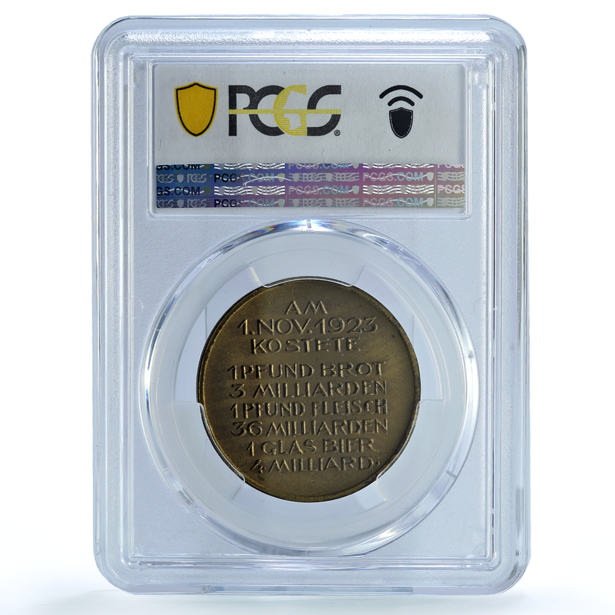 Germany Weimar Inflation 1 November MS 63 PCGS brass medal 1923 Germany Weimar Inflation 1 November MS 63 PCGS brass medal 1923