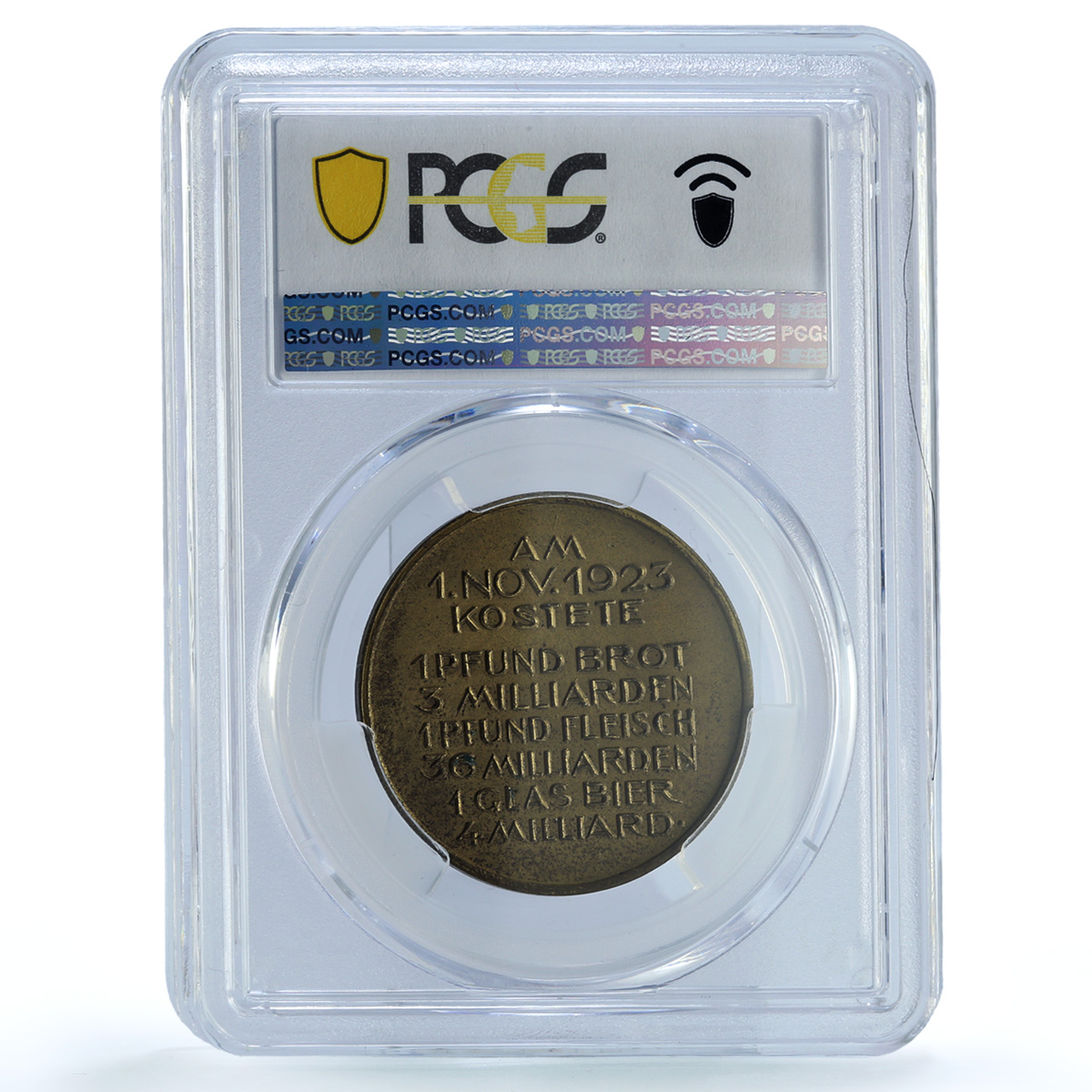 Germany Weimar Inflation 1 November MS 63 PCGS brass medal 1923 Germany Weimar Inflation 1 November MS 63 PCGS brass medal 1923