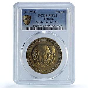 Germany Weimar Bismarck Hindenburg Gilt Schl-106 MS 62 PCGS bronze medal 1931