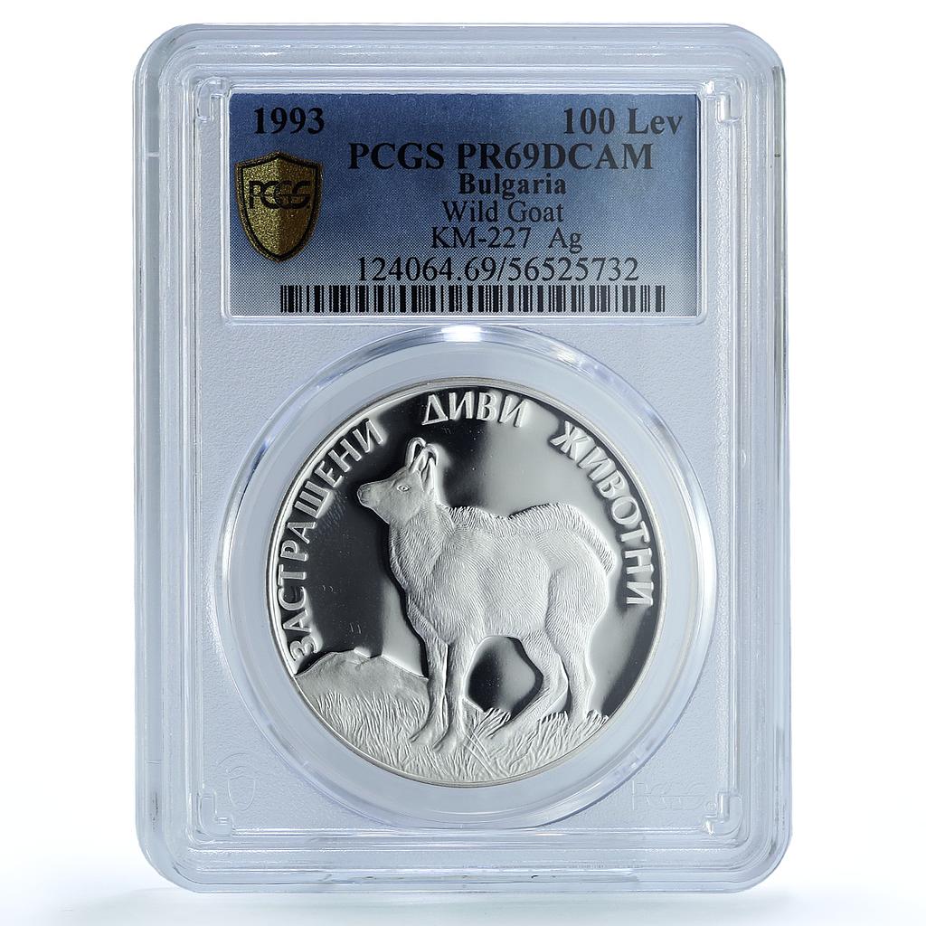 Bulgaria 100 leva Wild Goat KM-227 Conservation Fauna PR69 PCGS silver coin 1993