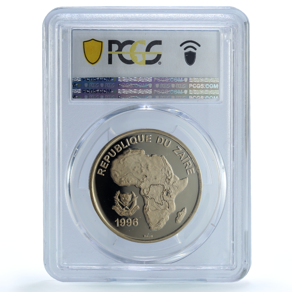 Zaire Congo Dem. 500 zaires Leopard KM-20 Cat PR 69 PCGS silver coin 1996