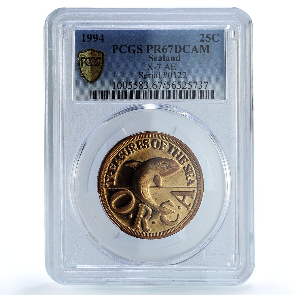 Sealand 25 cents Orca Fantasy X#7 Treasures Sea Whale PR67 PCGS bronze coin 1994