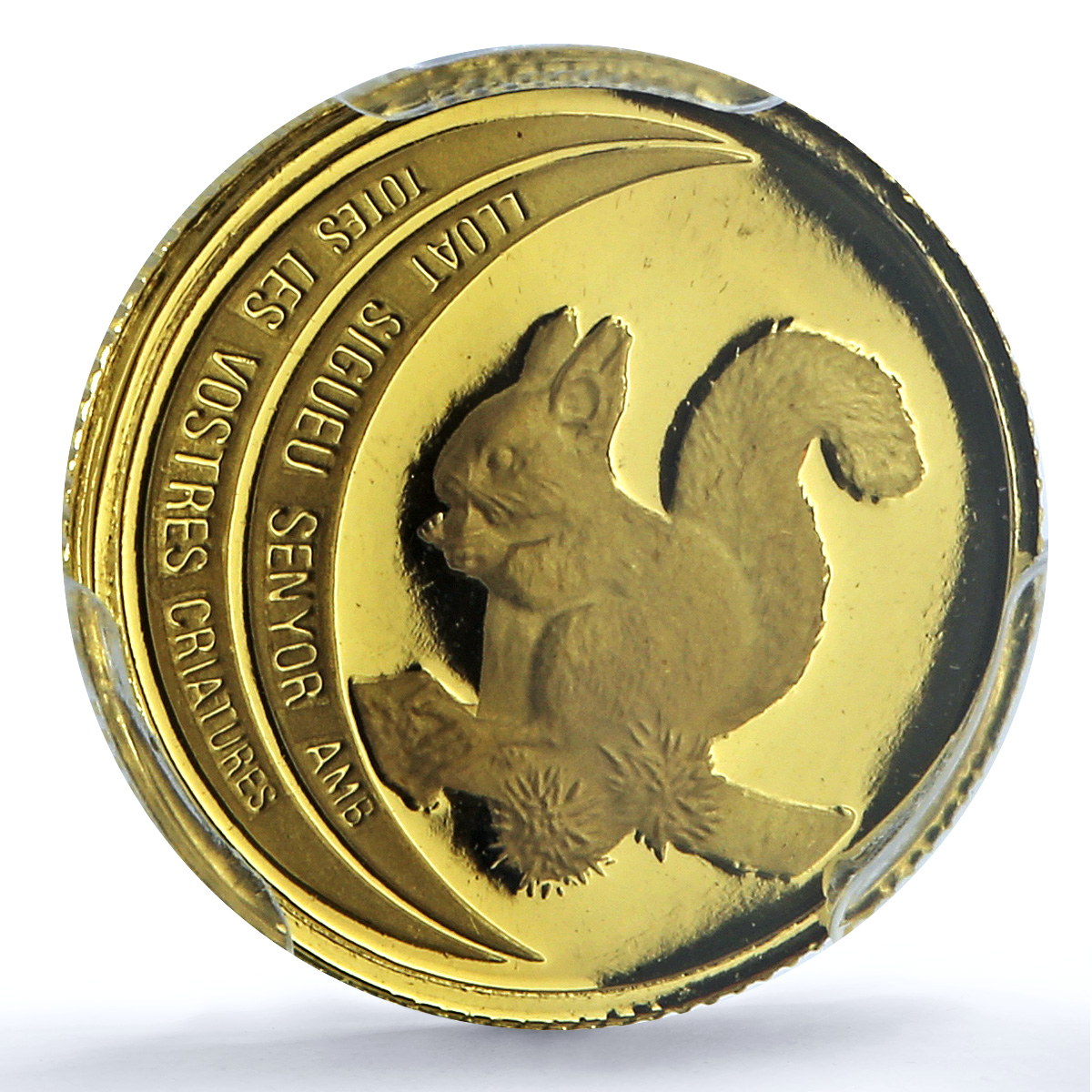 Andorra 5 diners Red Squirrel KM-111 Wildlife Fauna PR 67 PCGS gold coin 1994 Andorra 5 diners Red Squirrel KM-111 Wildlife Fauna PR 67 PCGS gold coin 1994
