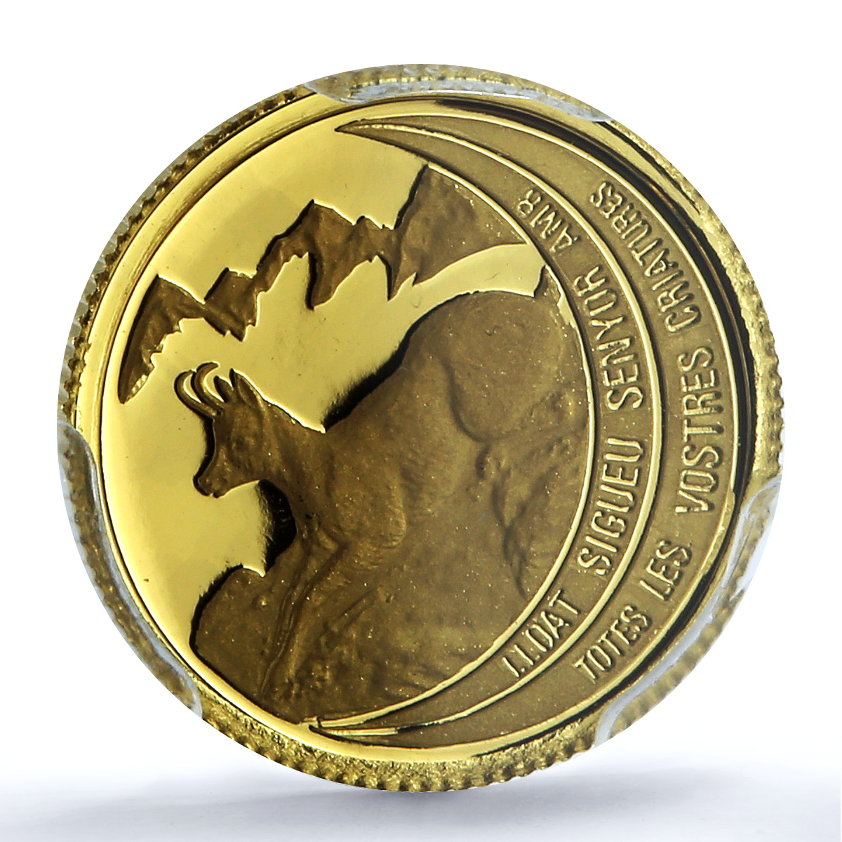 Andorra 5 diners Chamois KM-117 Wildlife Fauna Goat PR 68 PCGS gold coin 1996 Andorra 5 diners Chamois KM-117 Wildlife Fauna Goat PR 68 PCGS gold coin 1996