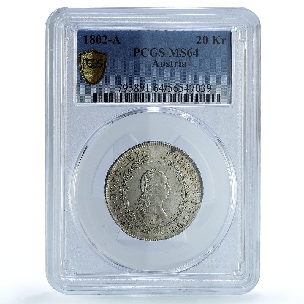 Austria 20 kreuzers Francis II KM-2139 MS 64 PCGS 1802 A Austria 20 kreuzers Francis II KM-2139 MS 64 PCGS 1802 A