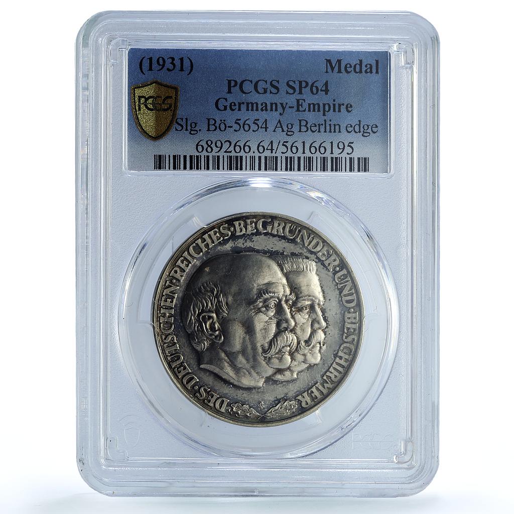 Germany Weimar Bismarck Hindenburg BERLIN Bo-5654 SP 64 PCGS silver medal 1931