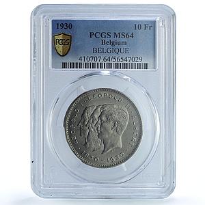 Belgium 10 francs Independence French Position A MS 64 PCGS nickel coin 1930