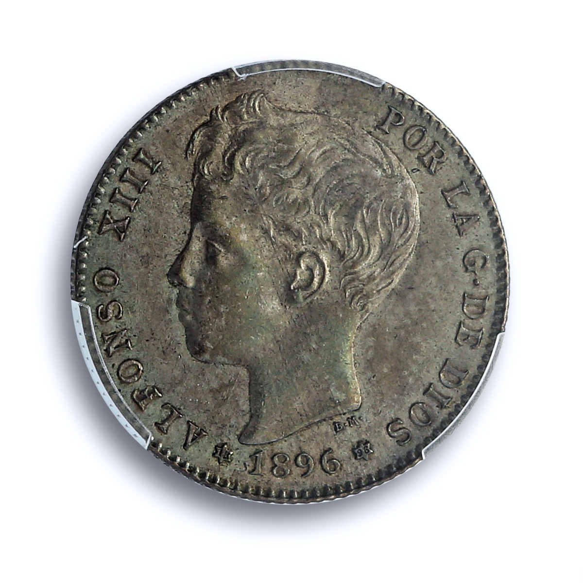 Spain 1 peseta Alfonso XIII KM-706 Calico-41 MS 62 PCGS silver coin 1896 PG V Spain 1 peseta Alfonso XIII KM-706 Calico-41 MS 62 PCGS silver coin 1896 PG V