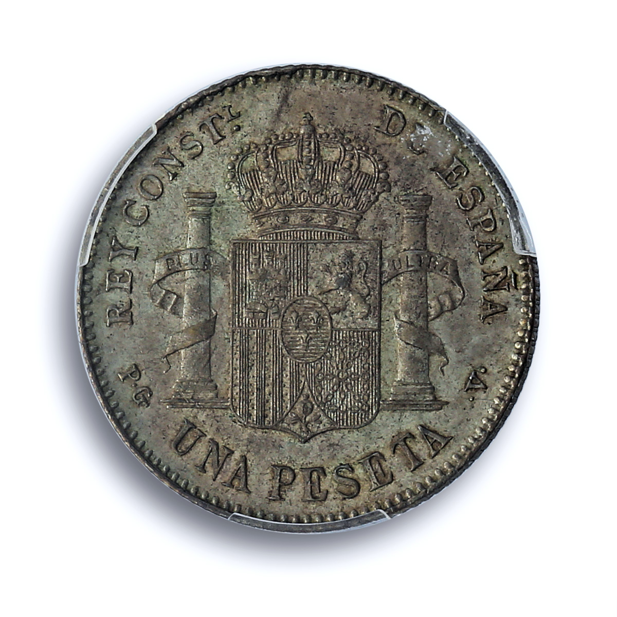 Spain 1 peseta Alfonso XIII KM-706 Calico-41 MS 62 PCGS silver coin 1896 PG V Spain 1 peseta Alfonso XIII KM-706 Calico-41 MS 62 PCGS silver coin 1896 PG V