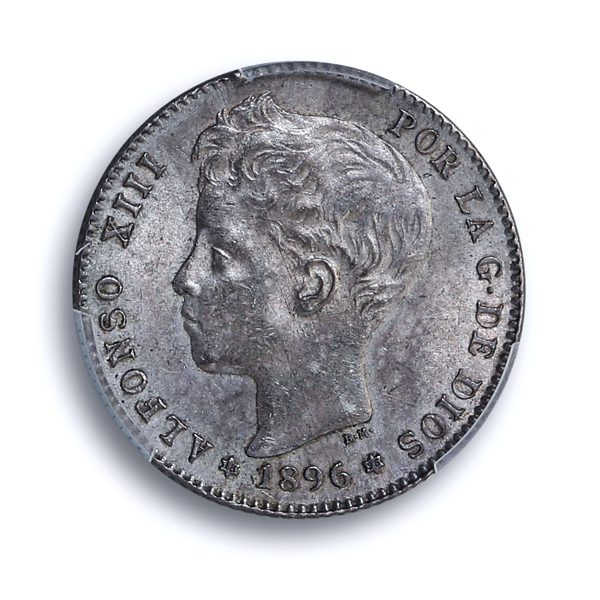 Spain 1 peseta Alfonso XIII KM-706 Calico-41 MS 62 PCGS silver coin 1896 PG V Spain 1 peseta Alfonso XIII KM-706 Calico-41 MS 62 PCGS silver coin 1896 PG V