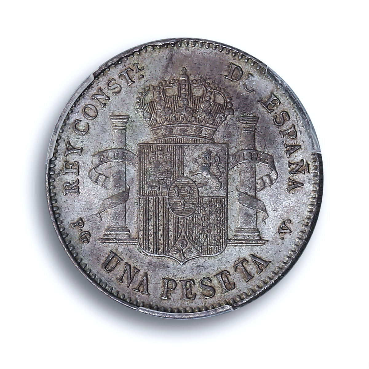 Spain 1 peseta Alfonso XIII KM-706 Calico-41 MS 62 PCGS silver coin 1896 PG V Spain 1 peseta Alfonso XIII KM-706 Calico-41 MS 62 PCGS silver coin 1896 PG V