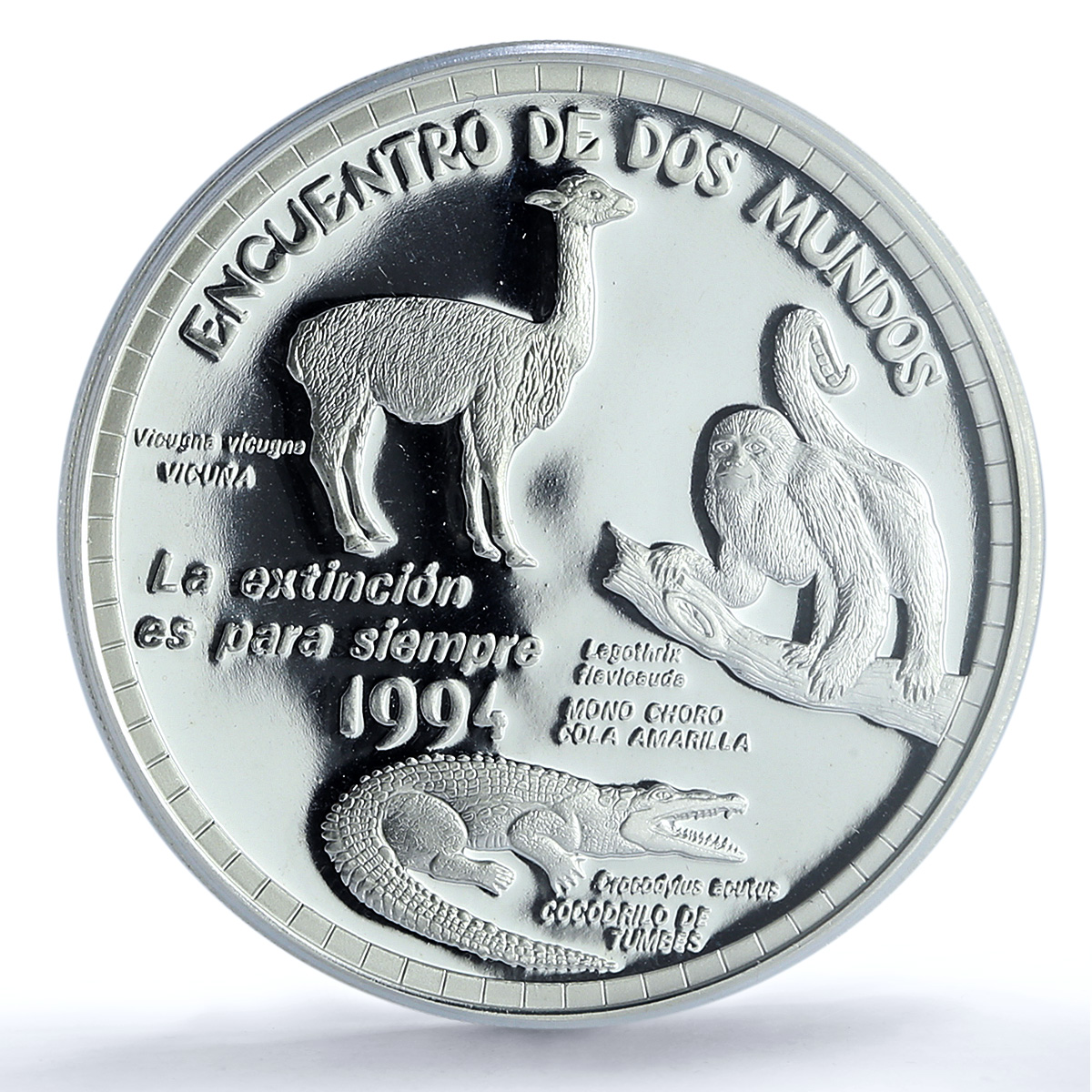 Peru 1 sol Protection Ibero-American Vicuna Monkey Crocodile PR69 PCGS coin 1994