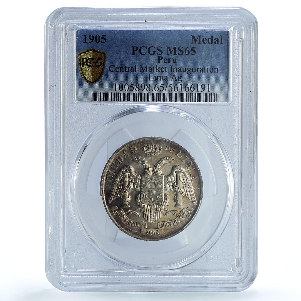 Peru Central Market Inauguration Lima Mint MS 65 PCGS silver medal 1905