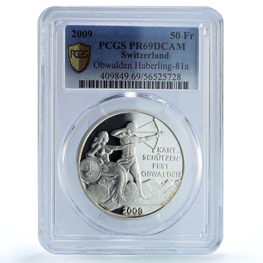 Switzerland 50 francs Obwalden Shooting Festival H-81 PR69 PCGS silver coin 2009