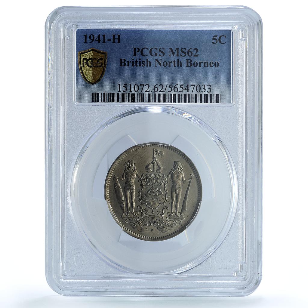 North Borneo British Malaysia 5 cents Company KM-5 MS 62 PCGS CuNi coin 1941 North Borneo British Malaysia 5 cents Company KM-5 MS 62 PCGS CuNi coin 1941