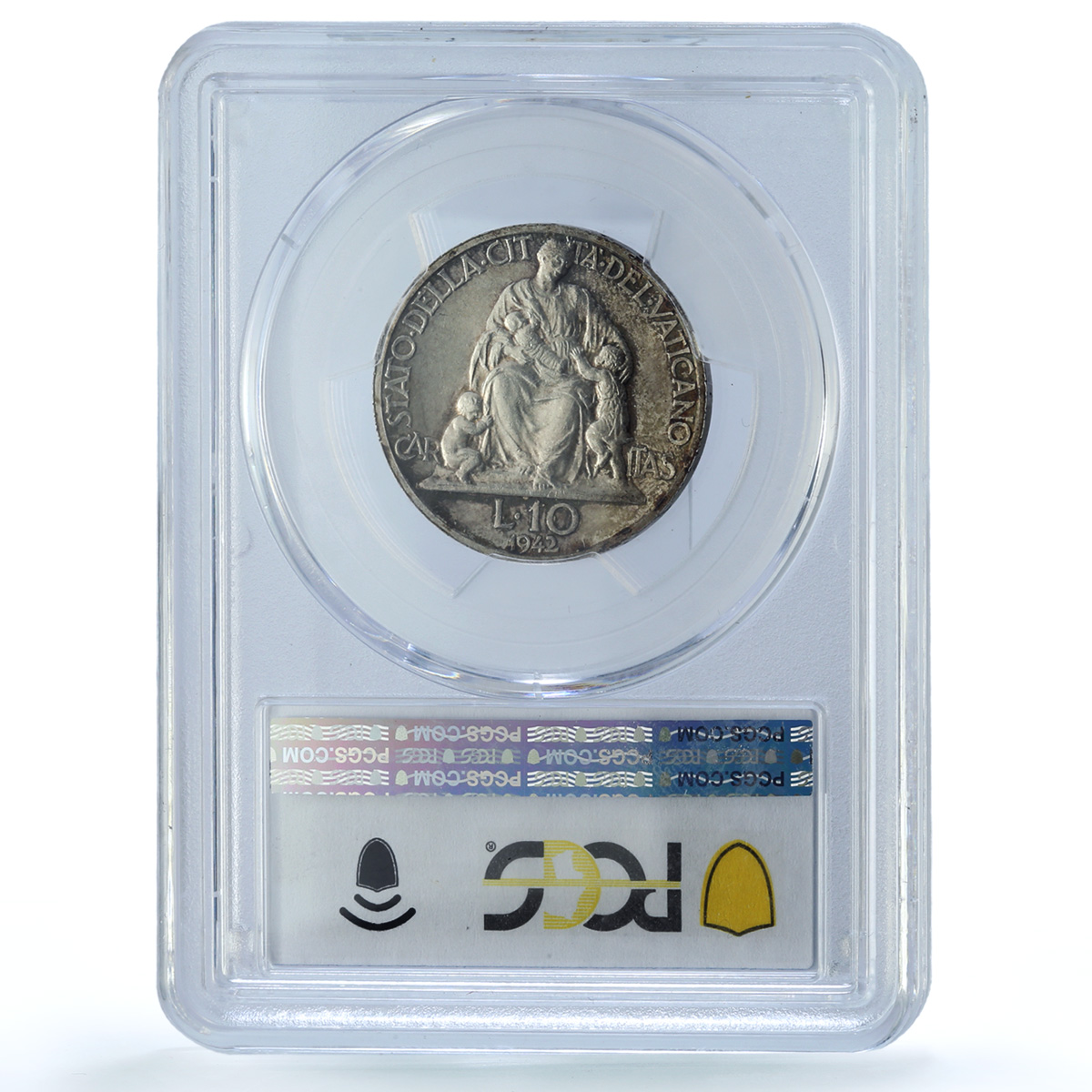 Vatican 10 lire Pius XII KM-38 Bermann-3387 MS 64 PCGS silver coin 1942 Vatican 10 lire Pius XII KM-38 Bermann-3387 MS 64 PCGS silver coin 1942