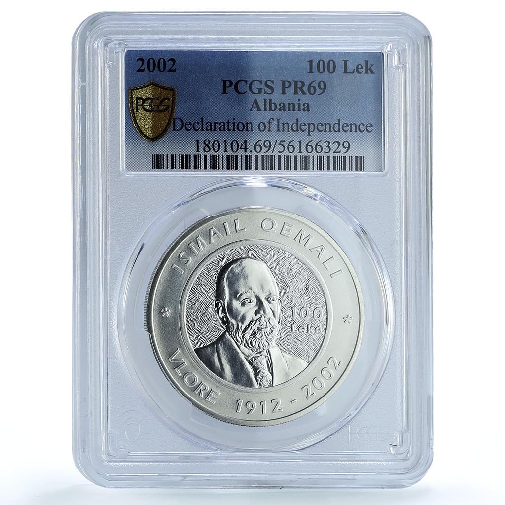 Albania 100 leke Independence KM-92 Ismail Qemali PR 69 PCGS silver coin 2002