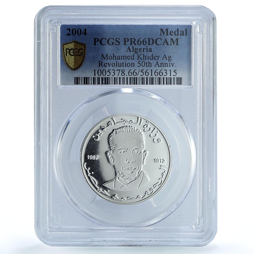 Algeria Mohamed Khider Revolution 50th Anniversary PR 66 PCGS silver medal 2004 Algeria Mohamed Khider Revolution 50th Anniversary PR 66 PCGS silver medal 2004