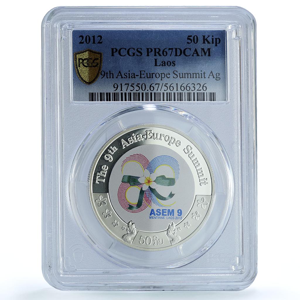 Laos 50 kip ASEM 9th Asia Europe Summit PR 67 PCGS silver coin 2012 Laos 50 kip ASEM 9th Asia Europe Summit PR 67 PCGS silver coin 2012