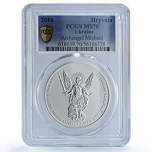 Ukraine 1 hryvnia Archangel Michael Archistratus MS 70 PCGS silver coin 2016