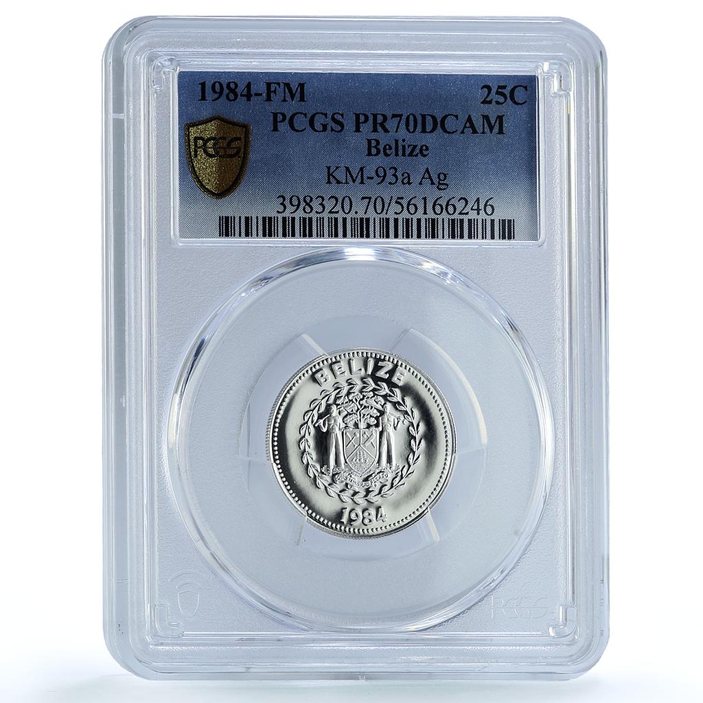 Belize 25 cents Elizabeth II KM-93a Motmot Bird PR 70 PCGS silver coin 1984 Belize 25 cents Elizabeth II KM-93a Motmot Bird PR 70 PCGS silver coin 1984