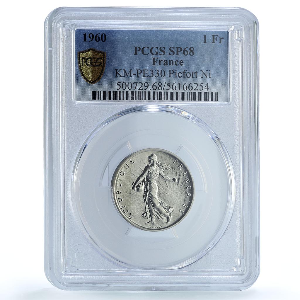 France 1 franc Republic Piedfort KM-PE330 Sower SP 68 PCGS nickel coin 1960 France 1 franc Republic Piedfort KM-PE330 Sower SP 68 PCGS nickel coin 1960