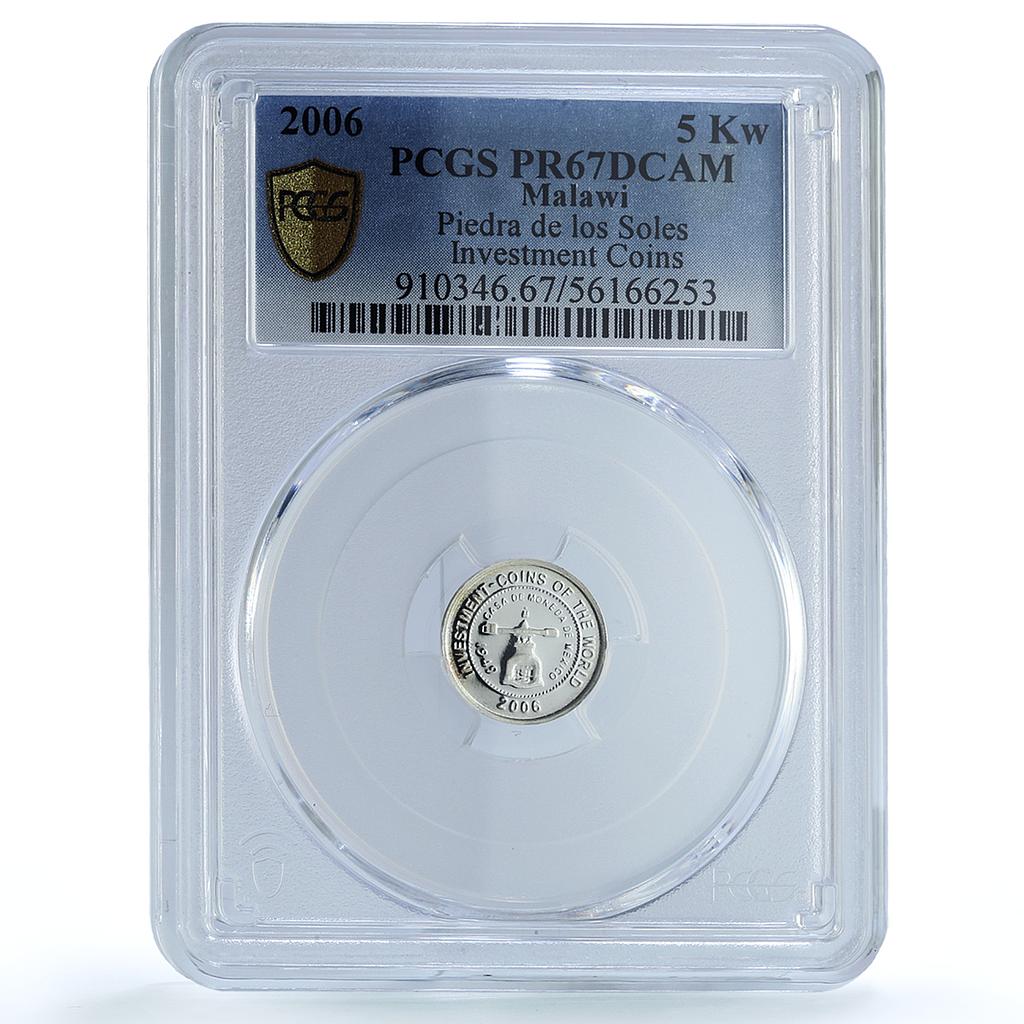 Malawi 5 kwacha Piedra Soles Mexico Investment Bullion PR 67 PCGS Ag coin 2006 Malawi 5 kwacha Piedra Soles Mexico Investment Bullion PR 67 PCGS Ag coin 2006