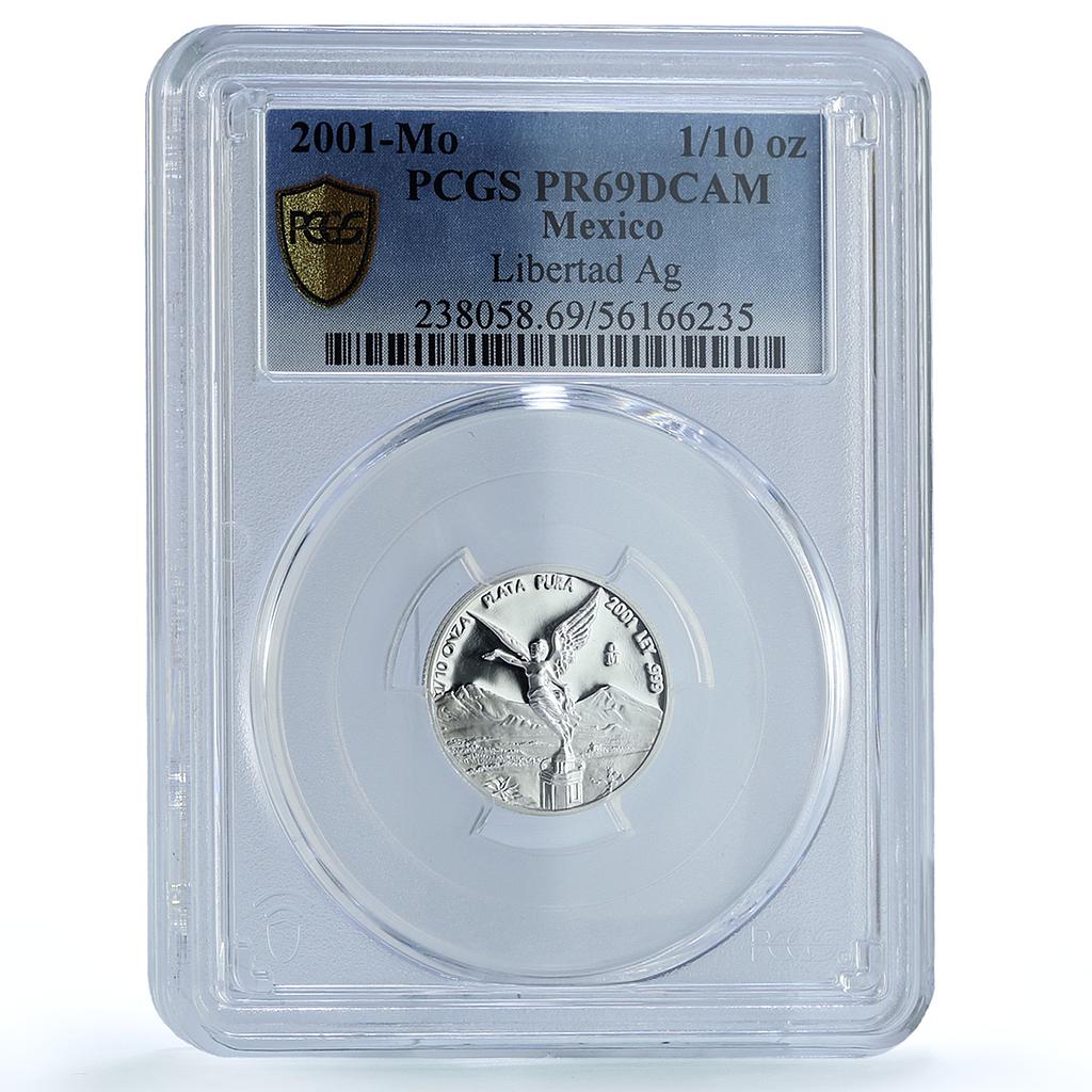 Mexico 1/10 onza Libertad Angel Independence KM-610 PR 69 PCGS silver coin 2001 Mexico 1/10 onza Libertad Angel Independence KM-610 PR 69 PCGS silver coin 2001