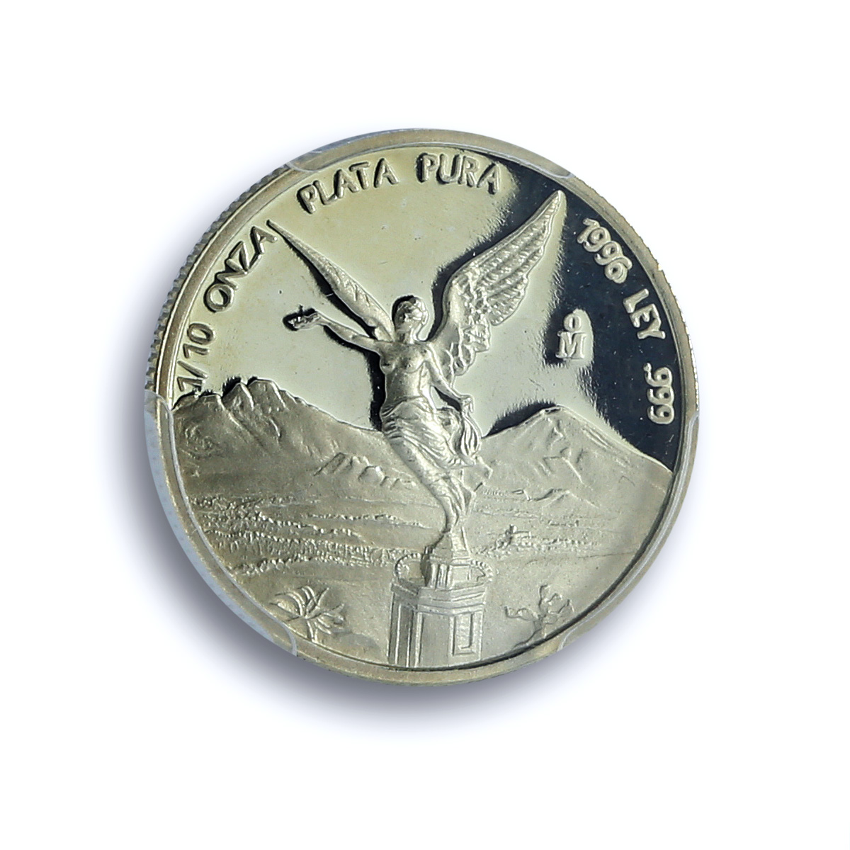 Mexico 1/10 onza Libertad Angel Independence KM-610 PR 67 PCGS silver coin 1996