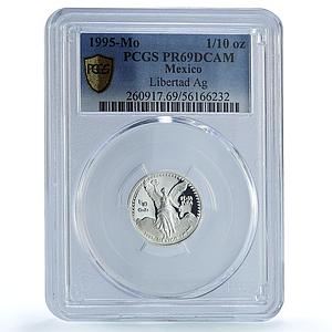 Mexico 1/10 onza Libertad Angel Independence KM-543 PR 69 PCGS silver coin 1995