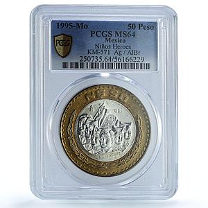 Mexico 50 pesos Nino Nine Heroes KM-571 History MS 64 PCGS bimetal coin 1995