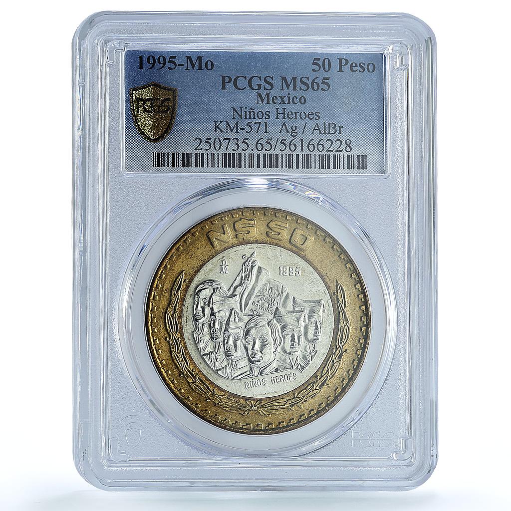 Mexico 50 pesos Nino Nine Heroes KM-571 History MS 65 PCGS bimetal coin 1995 Mexico 50 pesos Nino Nine Heroes KM-571 History MS 65 PCGS bimetal coin 1995