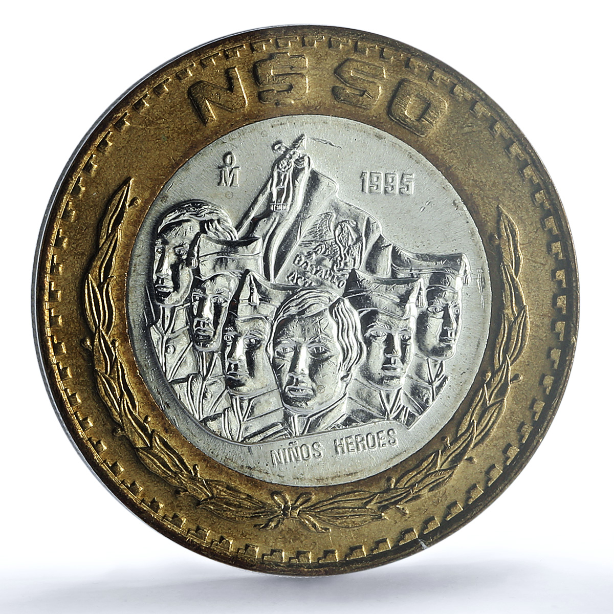 Mexico 50 pesos Nino Nine Heroes KM-571 History MS 67 PCGS bimetal coin 1995 Mexico 50 pesos Nino Nine Heroes KM-571 History MS 67 PCGS bimetal coin 1995
