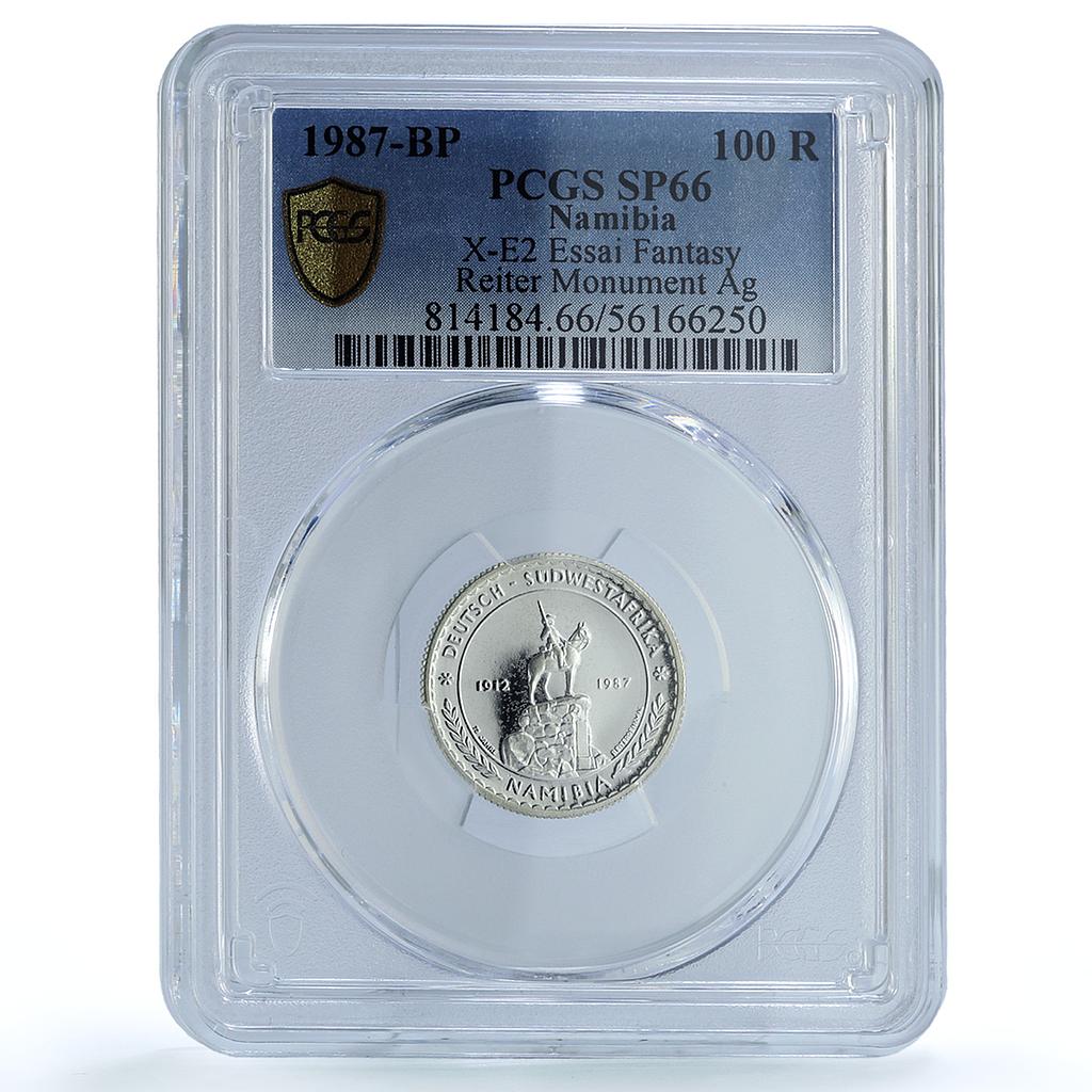 Namibia 100 rand Reiter X#E2 ESSAI Elephant Horseman SP66 PCGS silver coin 1987 Namibia 100 rand Reiter X#E2 ESSAI Elephant Horseman SP66 PCGS silver coin 1987
