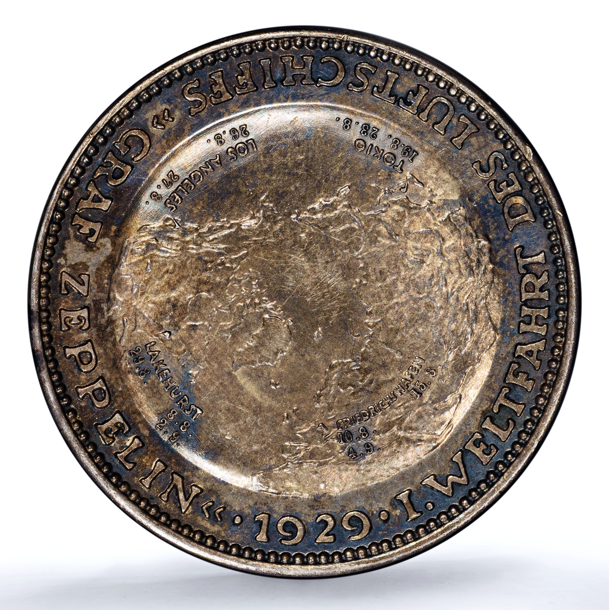 Germany Weimar Zeppelin Eckener Flight Kaiser-510 SP 64 PCGS silver medal 1929 Germany Weimar Zeppelin Eckener Flight Kaiser-510 SP 64 PCGS silver medal 1929