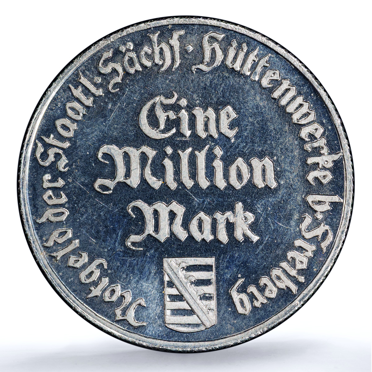Germany Weimar Frieberg 1000000 mark Funck-635.1 MS 63 PCGS aluminum coin 1923 Germany Weimar Frieberg 1000000 mark Funck-635.1 MS 63 PCGS aluminum coin 1923