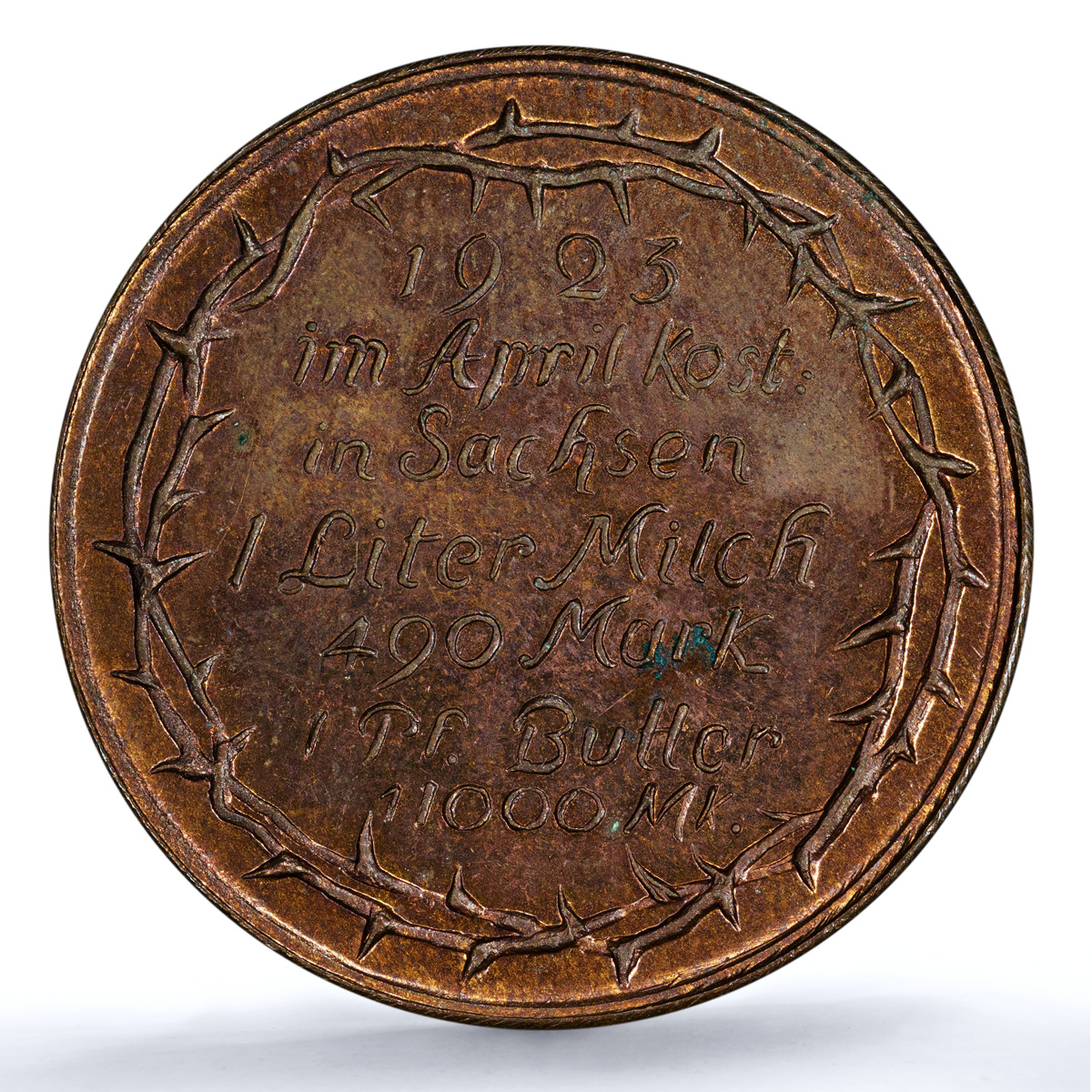 Germany Weimar April Inflation Saxony Woman Child MS 64 PCGS bronze medal 1923 Germany Weimar April Inflation Saxony Woman Child MS 64 PCGS bronze medal 1923