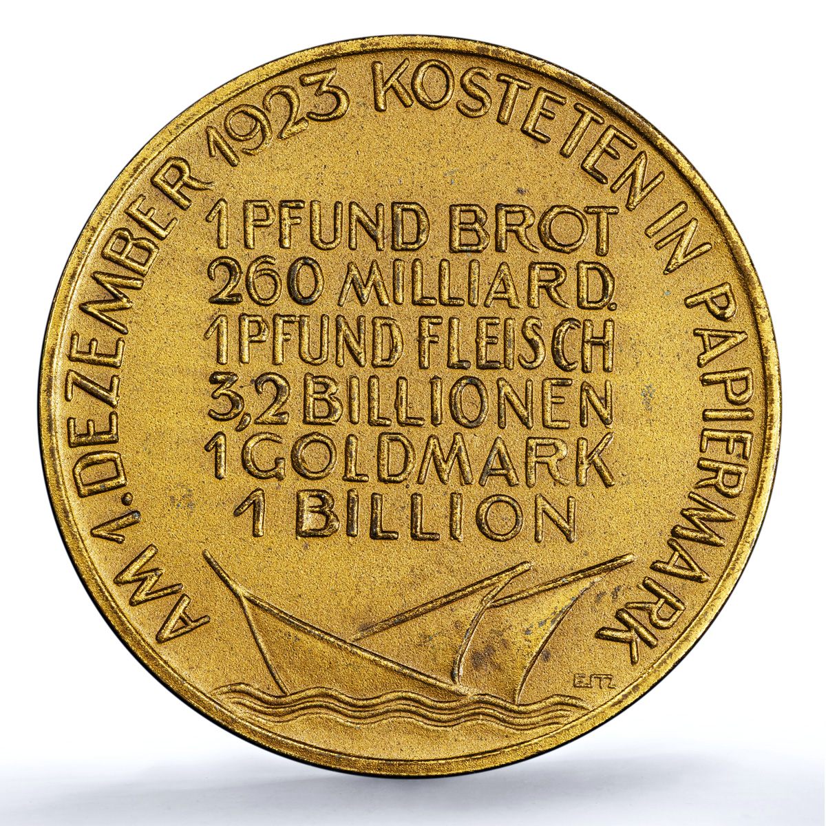 Germany Weimar Inflation 1 December MS 64 PCGS bronze medal 1923 Germany Weimar Inflation 1 December MS 64 PCGS bronze medal 1923