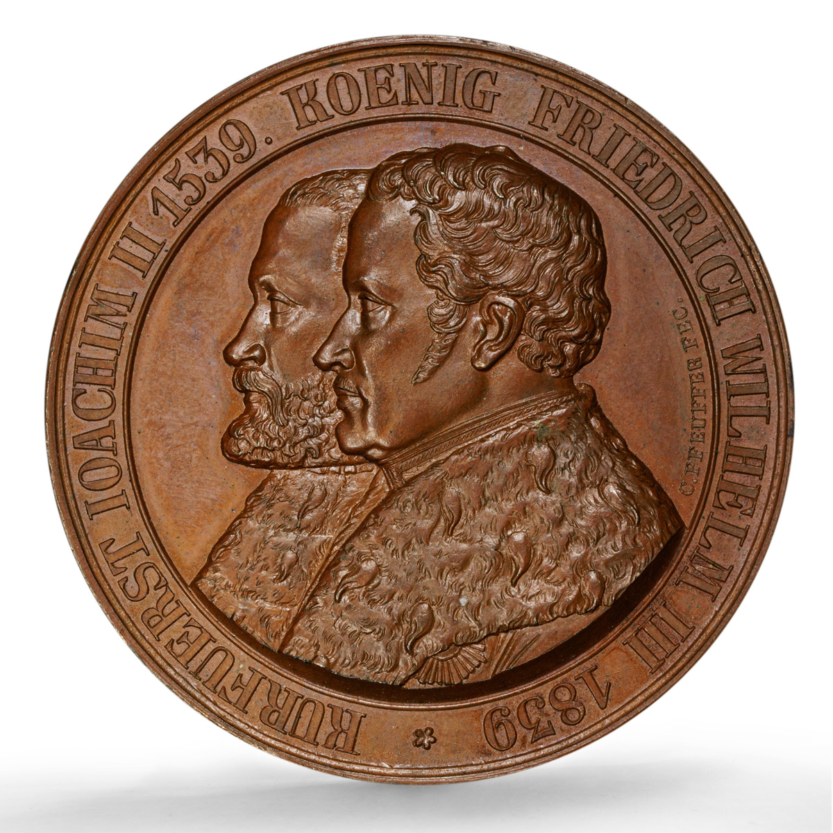 Prussia Ioachim II Wilhelm III Reformation Whiting-699 MS 65 PCGS AE medal 1839 Prussia Ioachim II Wilhelm III Reformation Whiting-699 MS 65 PCGS AE medal 1839