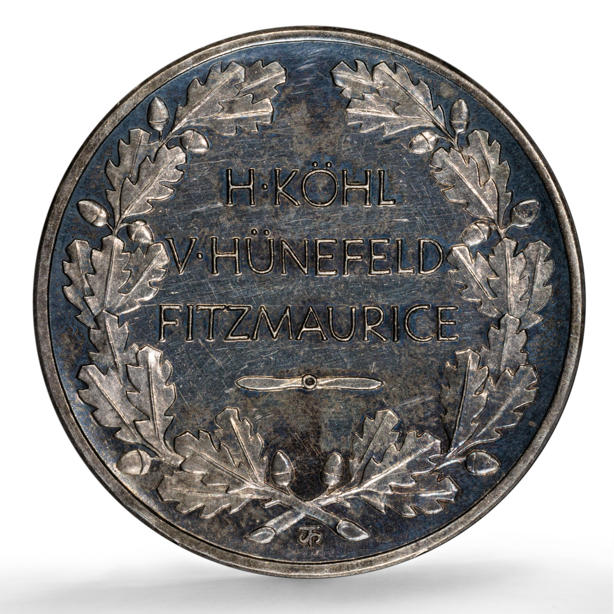 Germany Weimar Bremen Flight PREUSS Kaiser-939 Plane MS62 PCGS silver medal 1928
