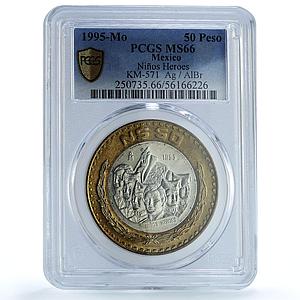 Mexico 50 pesos Nino Nine Heroes KM-571 History MS 66 PCGS bimetal coin 1995