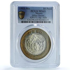 Mexico 50 pesos Nino Nine Heroes KM-571 History MS 65 PCGS bimetal coin 1993