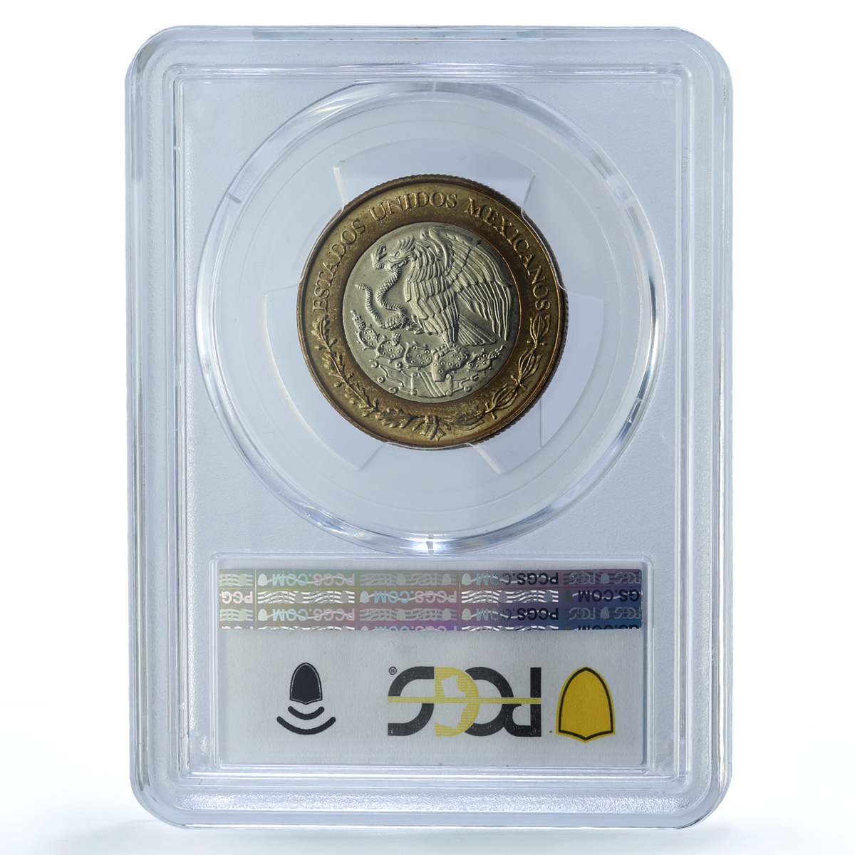 Mexico 10 pesos Republic KM-616 Aztec Sun MS 66 PCGS bimetal coin 1998 Mexico 10 pesos Republic KM-616 Aztec Sun MS 66 PCGS bimetal coin 1998