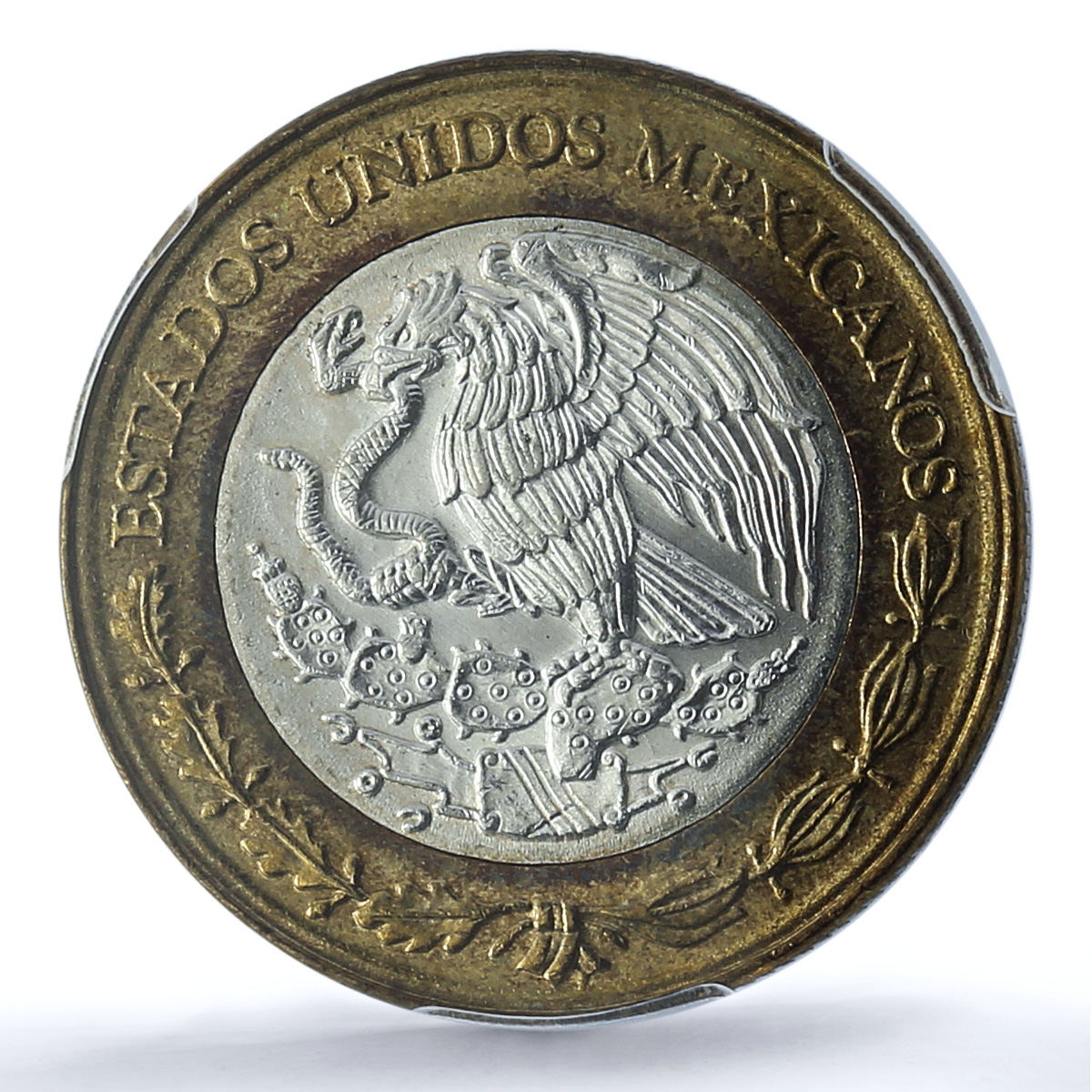 Mexico 10 pesos Republic KM-553 Aztec Sun MS 67 PCGS bimetal coin 1992 Mexico 10 pesos Republic KM-553 Aztec Sun MS 67 PCGS bimetal coin 1992