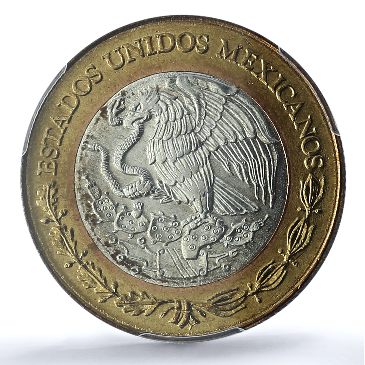 Mexico 10 pesos Republic KM-553 Aztec Sun MS 67 PCGS bimetal coin 1992 Mexico 10 pesos Republic KM-553 Aztec Sun MS 67 PCGS bimetal coin 1992