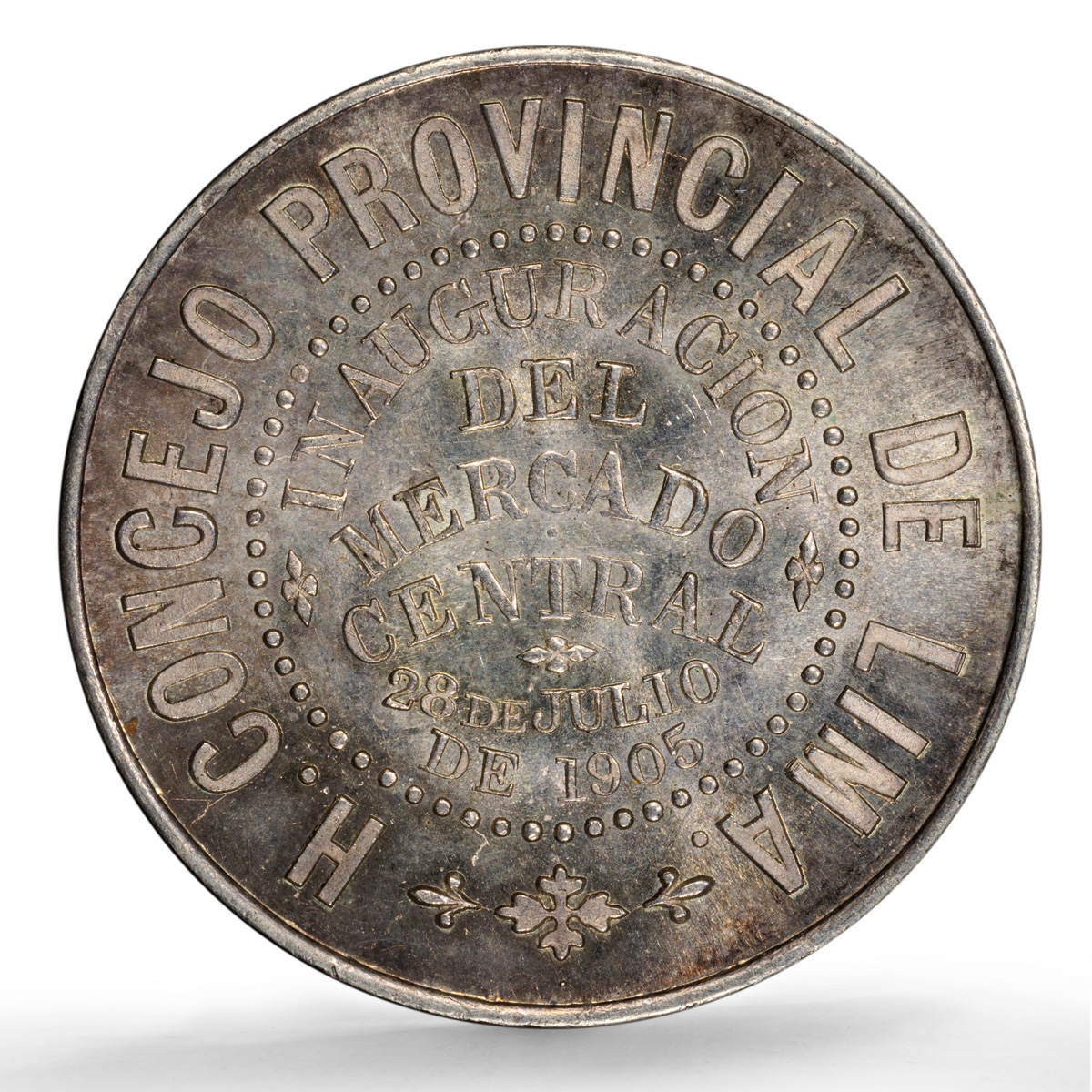 Peru Central Market Inauguration Lima Mint MS 65 PCGS silver medal 1905
