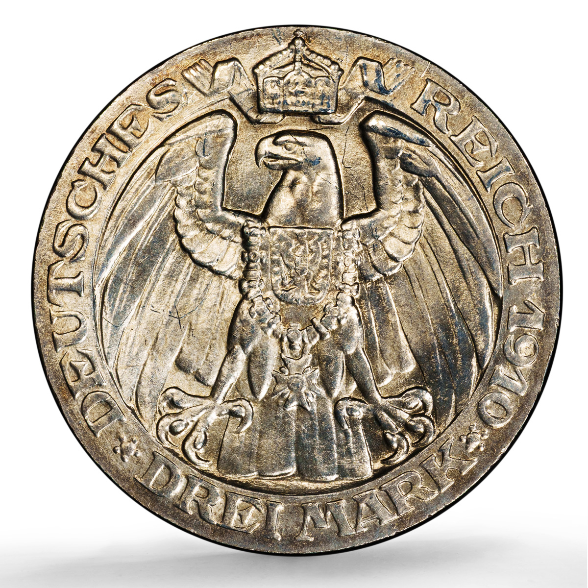 Germany Prussia 3 mark Berlin University KM-530 J-107 MS64 PCGS silver coin 1910