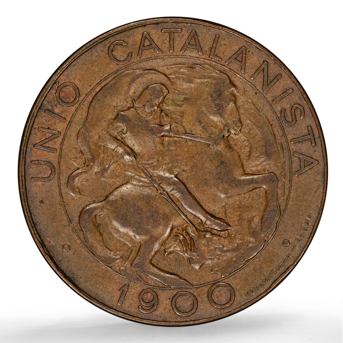 Catalonia Spain 10 centimos Catalanist Union Cal-133 AU 58 PCGS copper coin 1900